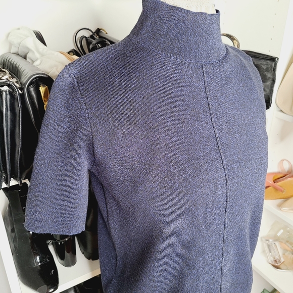 Zara knitted short sleeve blouse navy blue - Picture 4 of 8